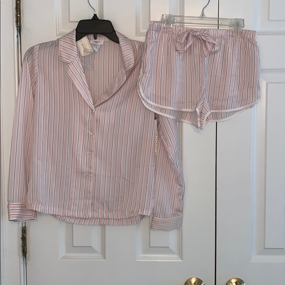 Pink striped pajama set